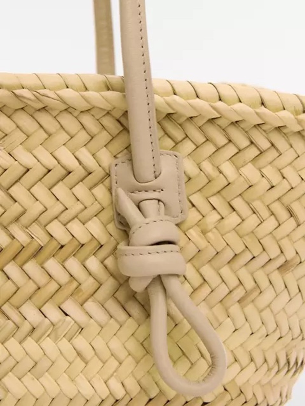 Mango Natural Straw Tote with Beige Leather Handles - Picture 6 of 10